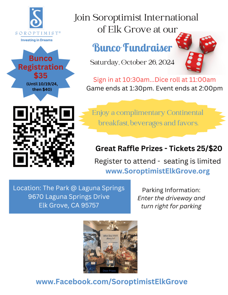 Soroptimist Elk Grove Bunco Flyer 2024